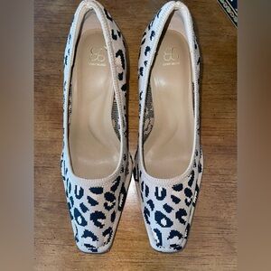 Leopard Print Heels - Black and Cream